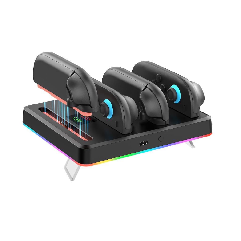 NexiGo Enhanced Controller Charger Dock Compatible with Nintendo Switch 2, Charging Station for Joy-Pads with Multiple RGB Light Modes