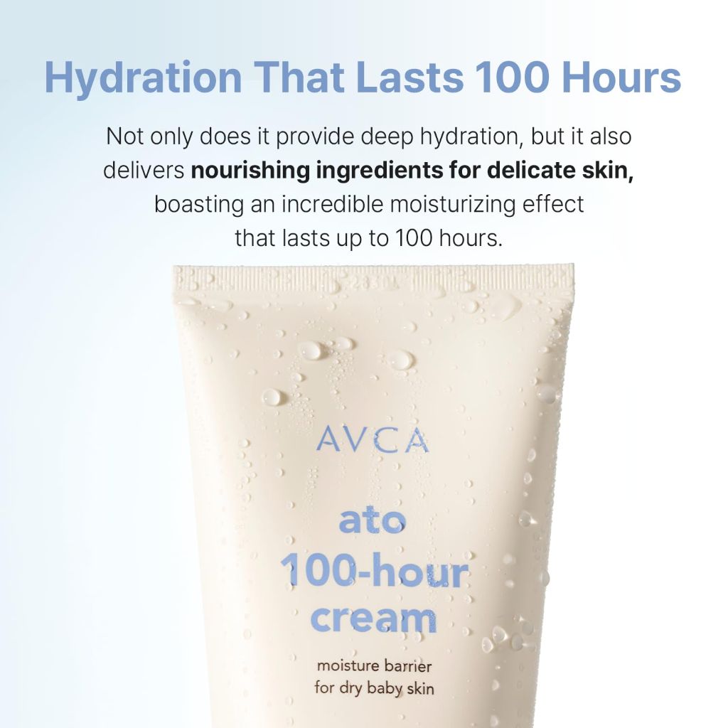 AVCA Ato 100-Hour Baby Cream Moisturizer, 200ml (6.76 fl. oz.) – Long-Lasting Moisture for Dry & Sensitive Skin, Gentle for the Whole Family