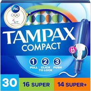 Tampax Compact Tampons DuoPack with LeakGuard Braid - Super & Super+, Unscented (30ct.)