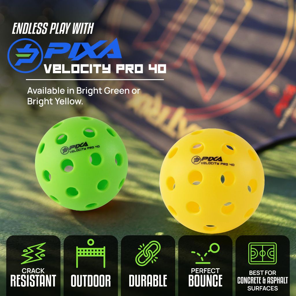 PIXA Outdoor Pickleballs 40-Hole Durable – Bright Green, 3 Pack