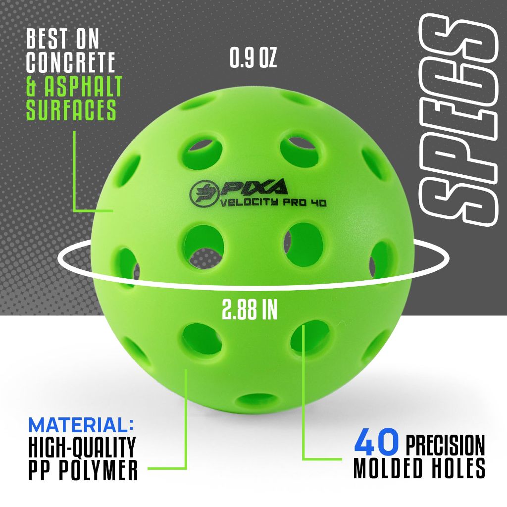 PIXA Outdoor Pickleballs 40-Hole Durable – Bright Green, 3 Pack