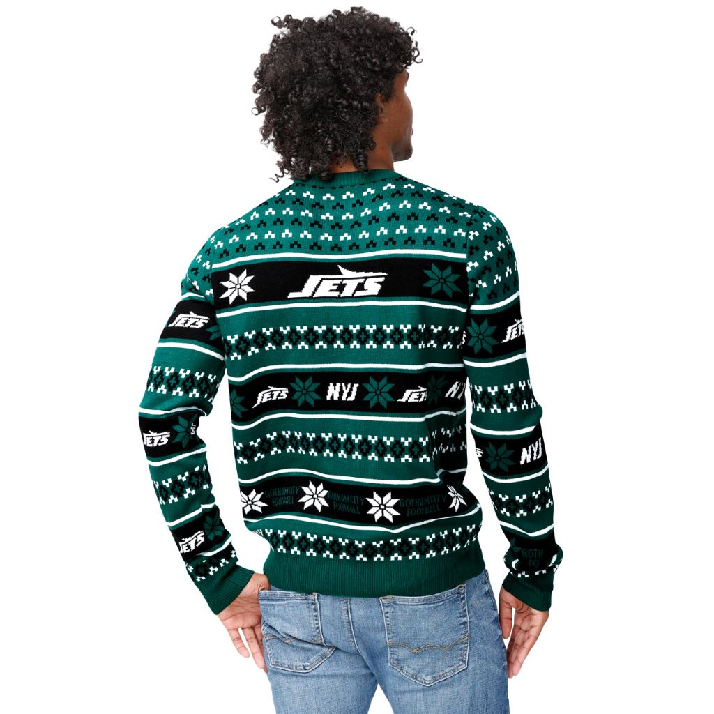 FOCO Men's NFL Big Logo Ugly Sweater - New York Jets, Large
