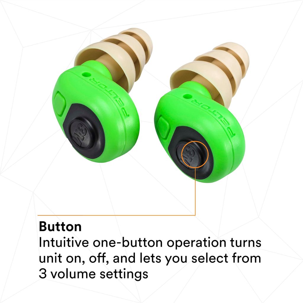 3M PELTOR Electronic Earplug Kit (EEP-100), Rechargeable, Noise Reduction - Green