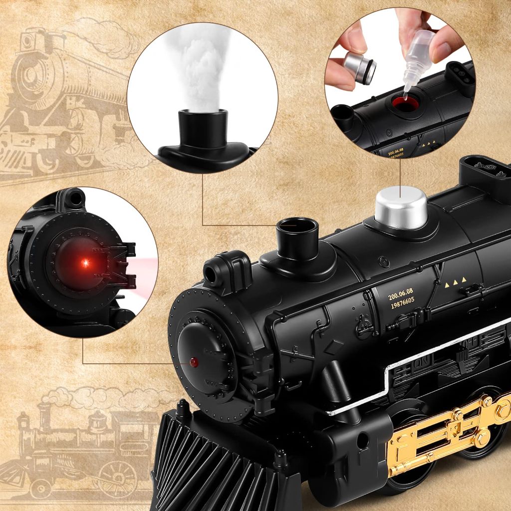 SAFIGLE Kids Train Set Battery Powered Model Train Toys with 4 Sections - Ages 3+