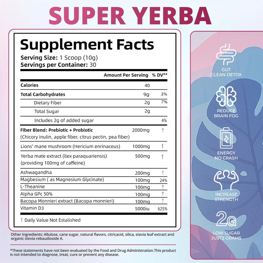 Gehaluks On-the-Go Super Yerba Mate Powder - Raspberry Lemonade Flavor, 30 Packets
