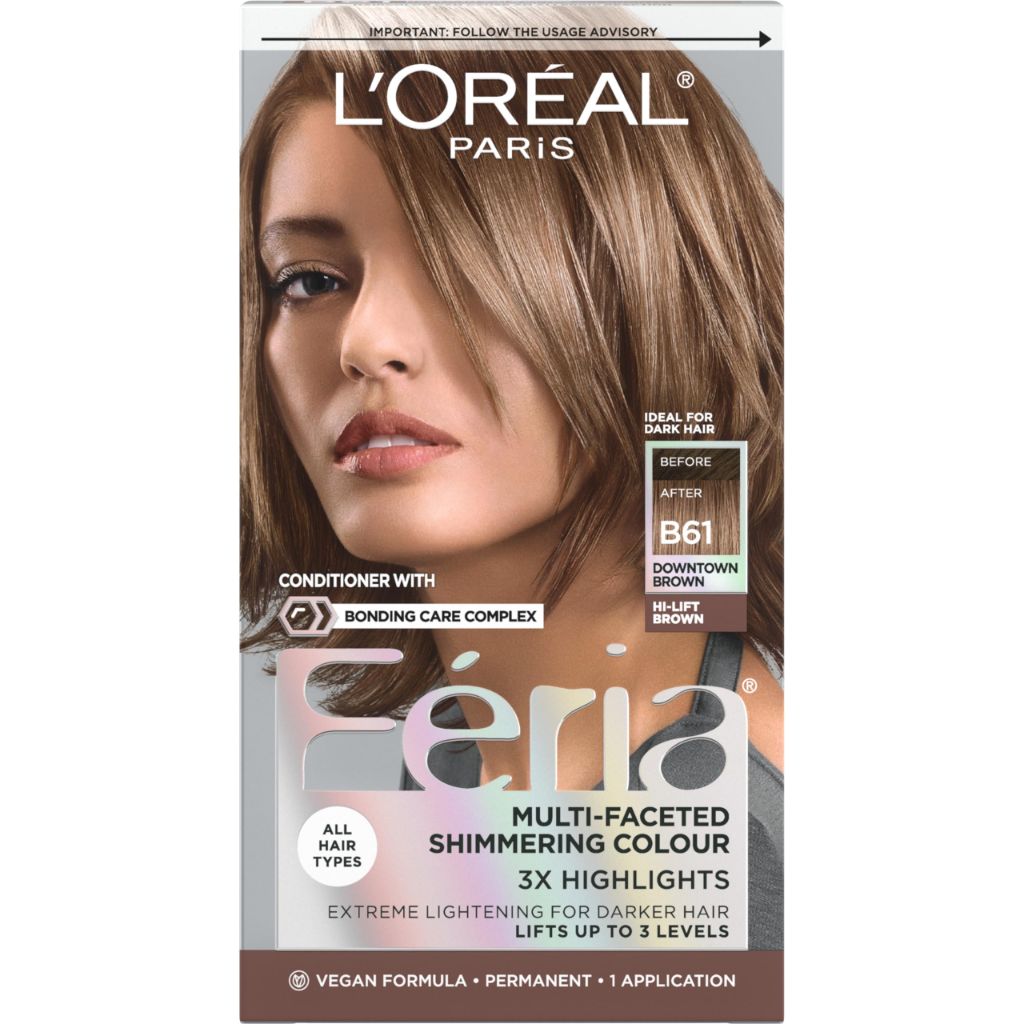 L'Oreal Paris Feria Multi-Faceted Shimmering Permanent Hair Color - Hi-Lift Brown B61
