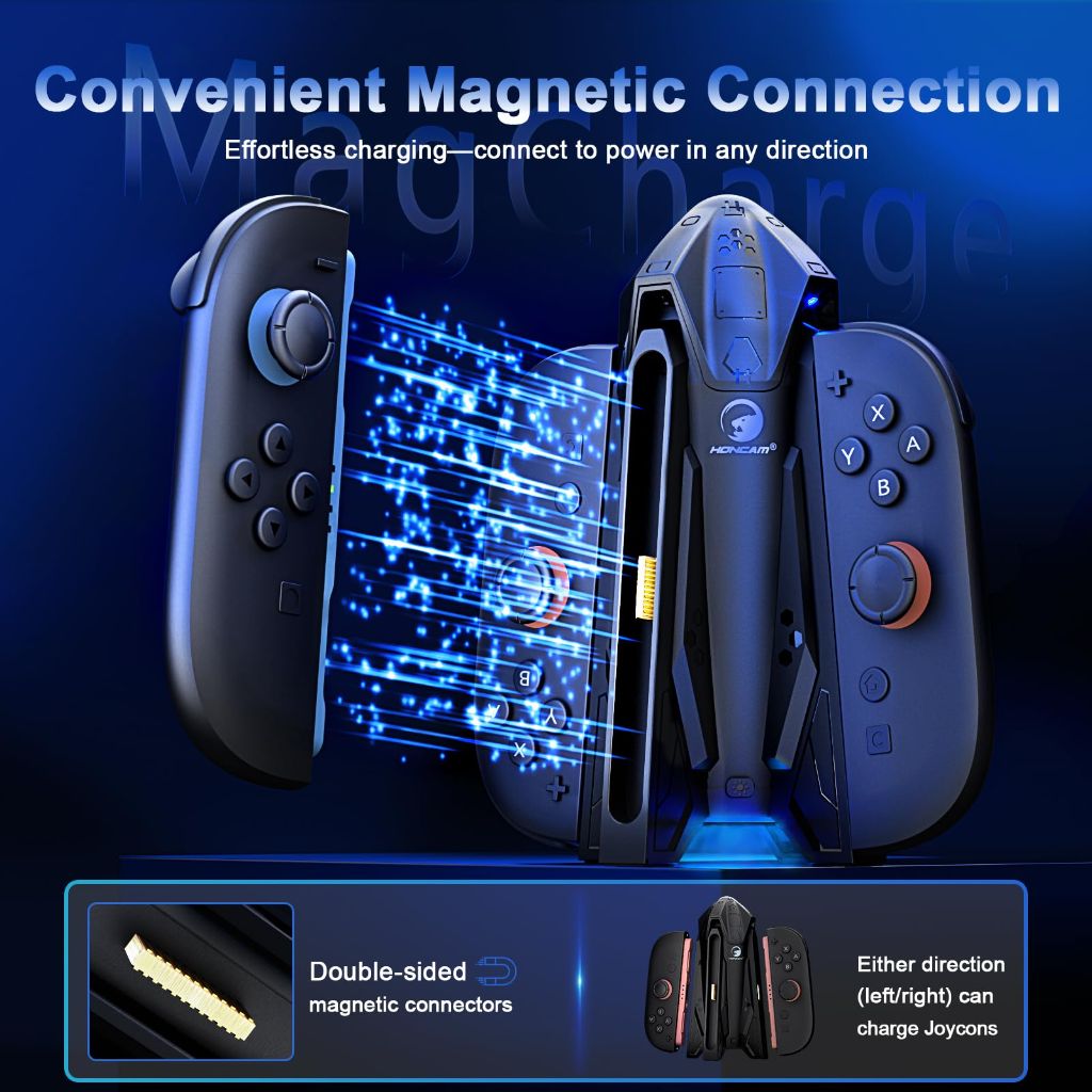HonCam Rocket Charger Charging Dock for Nintendo Switch 2 Joy-Con - Black