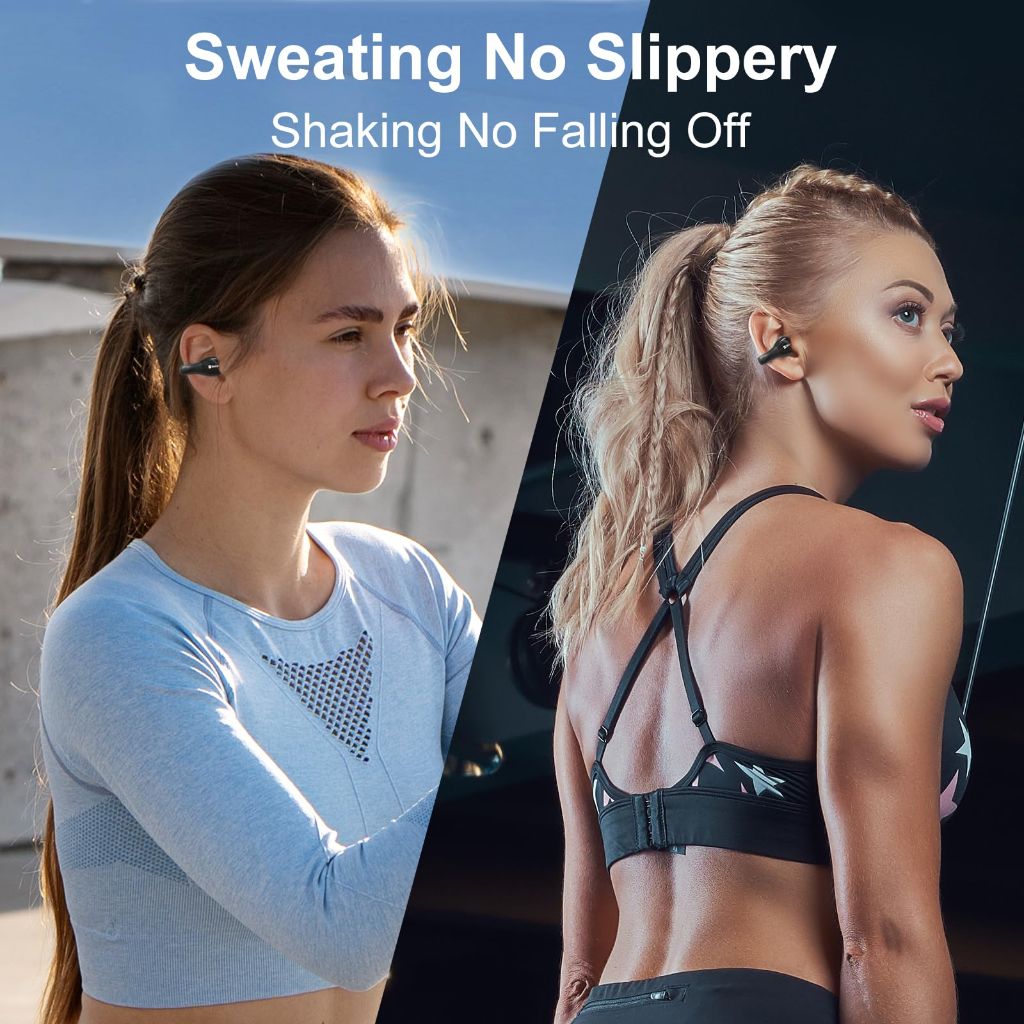 MeloAudio Open-Ear Headphones, Wireless Earbuds Bluetooth 5.3, Matte Black