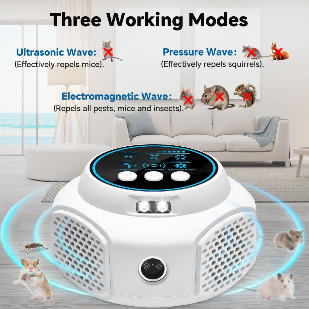 Mouse Repellent Ultrasonic Pest Repeller, Mice Repellent Ultrasonic Plug in, Mouse Deterrent Ultrasonic Rodent Repeller, Squirrel Repellent Rat Repellent for House, Bat Removal Attic RV Garage