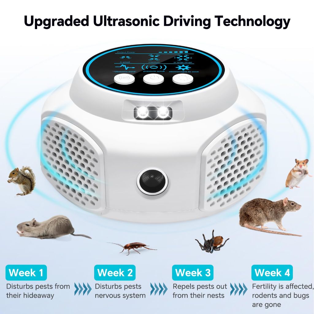 Mouse Repellent Ultrasonic Pest Repeller, Mice Repellent Ultrasonic Plug in, Mouse Deterrent Ultrasonic Rodent Repeller, Squirrel Repellent Rat Repellent for House, Bat Removal Attic RV Garage