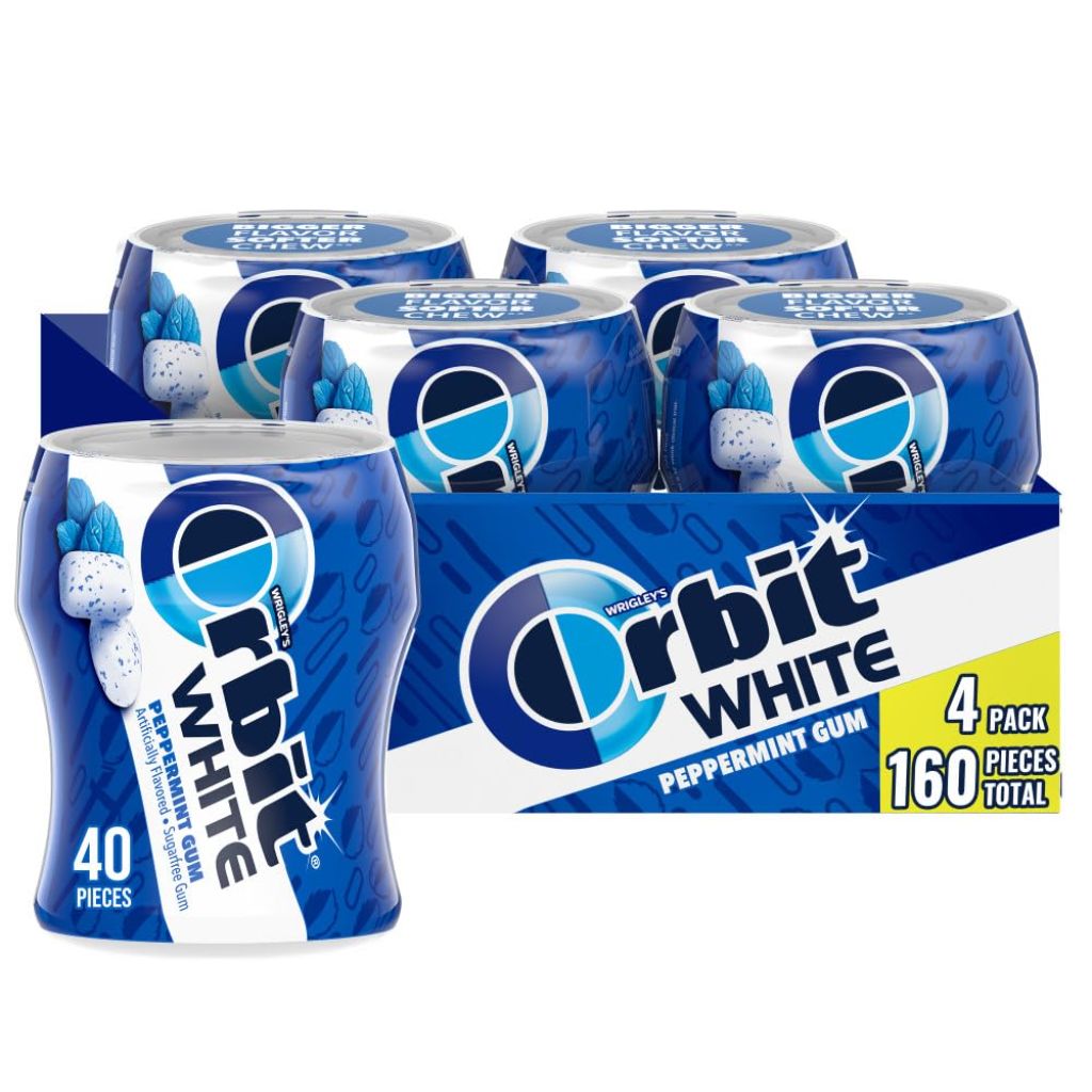 ORBIT White Sugar Free Chewing Gum Bulk Pack - Peppermint, 40 Piece Bottle (4 Pack)