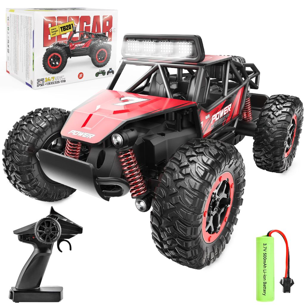 BEZGAR TB201 RC Cars-1:20 Scale Remote Control Car-2WD High Speed 20 Km/h Electric Off Road Monster Truck Crawler with LED Headlight and Rechargeable Battery