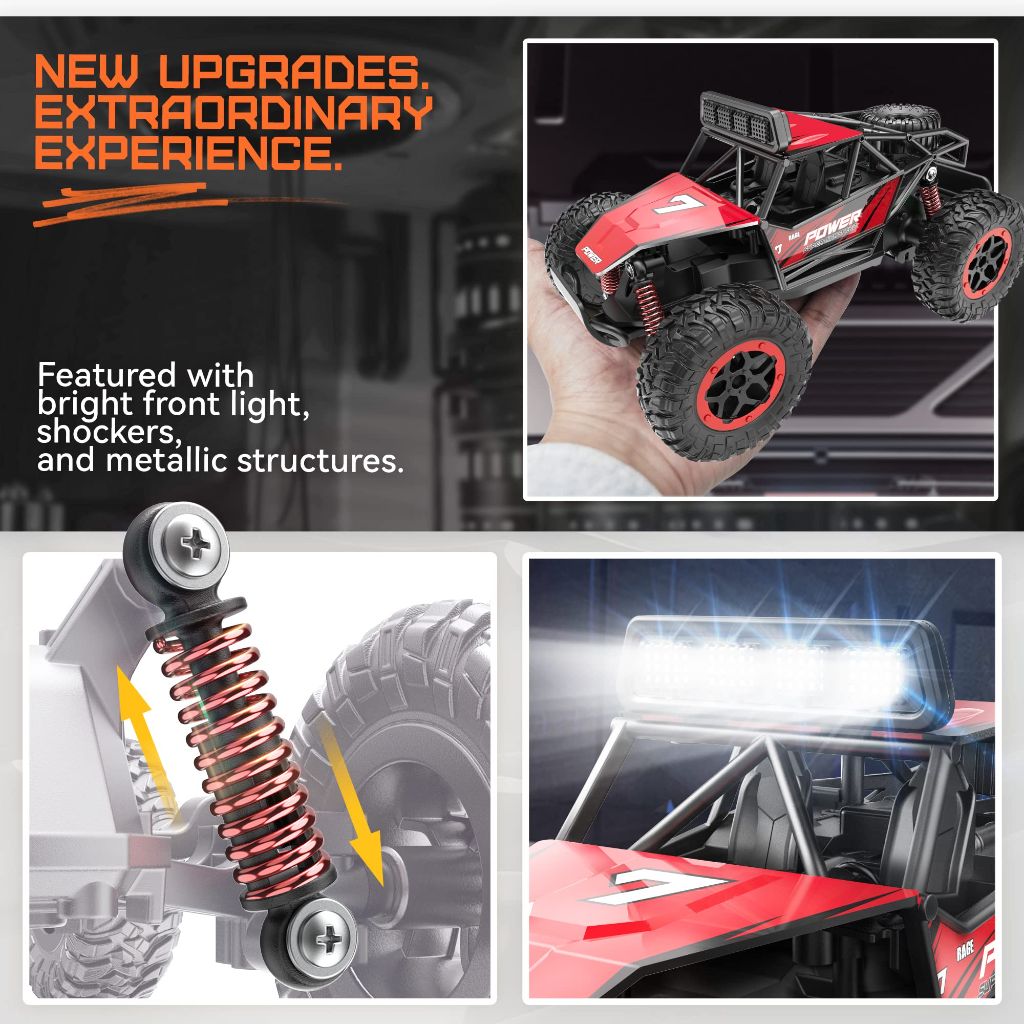BEZGAR TB201 RC Cars-1:20 Scale Remote Control Car-2WD High Speed 20 Km/h Electric Off Road Monster Truck Crawler with LED Headlight and Rechargeable Battery