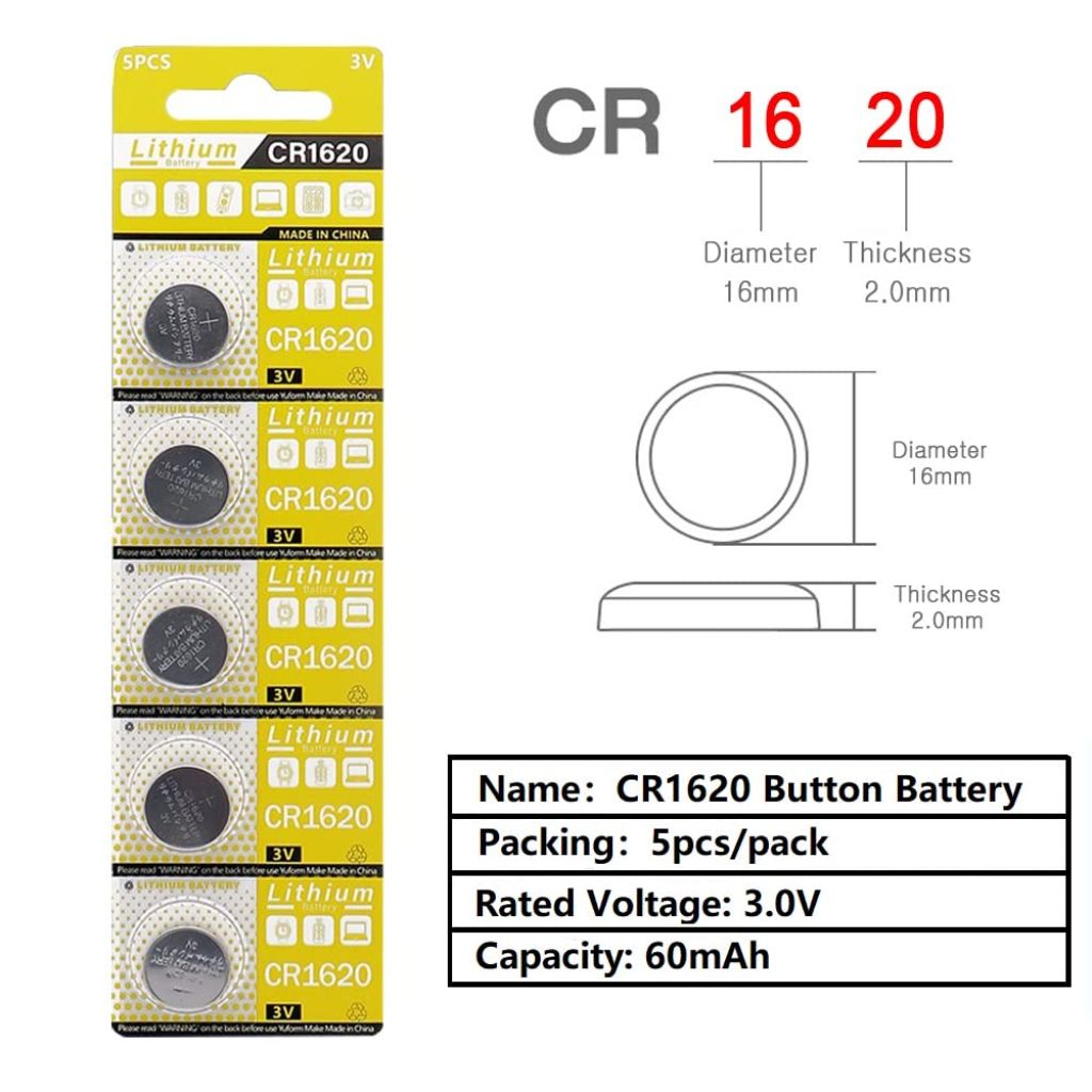 Cotchear 3V Lithium Coin Cell Batteries - CR1620 - 5 Pack