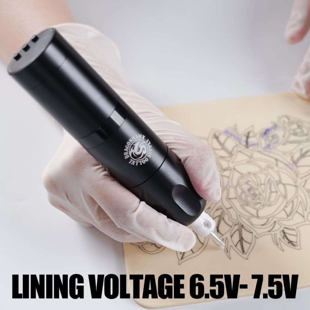Dragonhawk X3 Wireless Tattoo Gun Kit w/Powerful Motor & 10 Cartridges