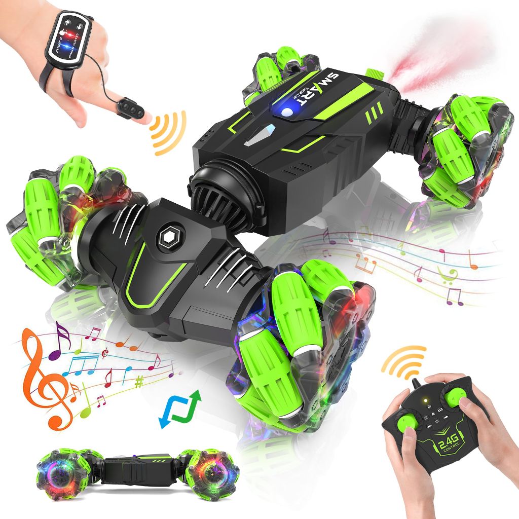 Eulogia Remote Control Car Gesture Sensing Stunt Cars with Spray Effect, 360° Rotate, Lights