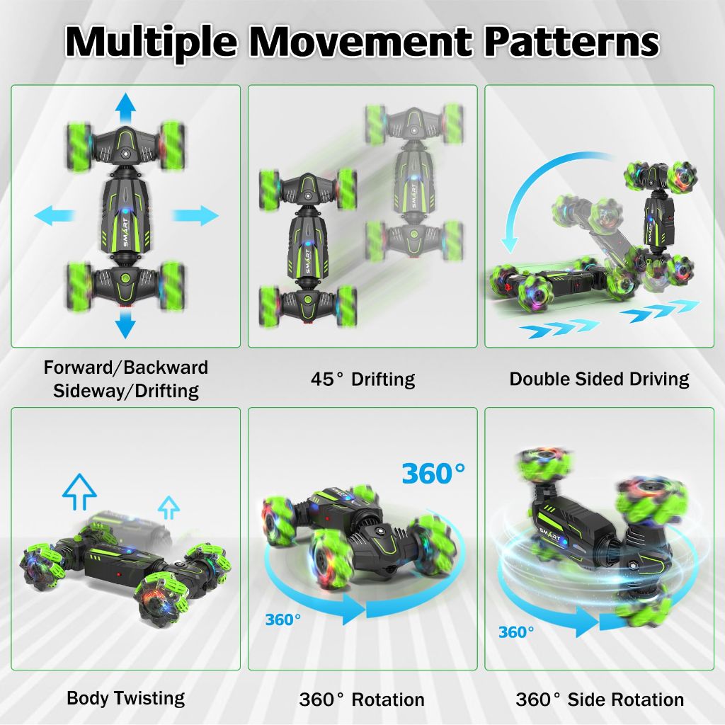 Eulogia Remote Control Car Gesture Sensing Stunt Cars with Spray Effect, 360° Rotate, Lights