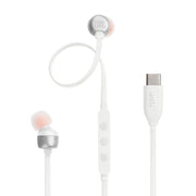 JBL Tune 310C Wired Hi-Res In-Ear Headphones, Tangle-Free Flat Cable w/Microphone, USB-C - White