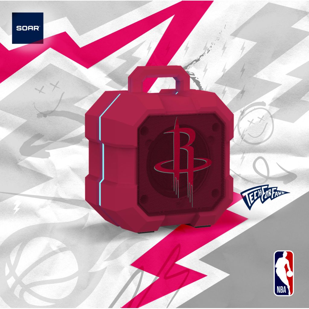 SOAR NBA Shockbox LED Wireless Bluetooth Speaker - Houston Rockets (Red)