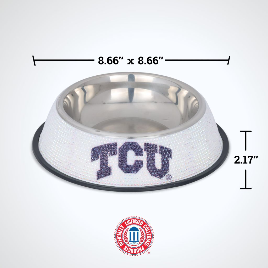 The Memory Company Officially Licensed NCAA Stainless Steel Bling Pet Bowl - Texas Christian University