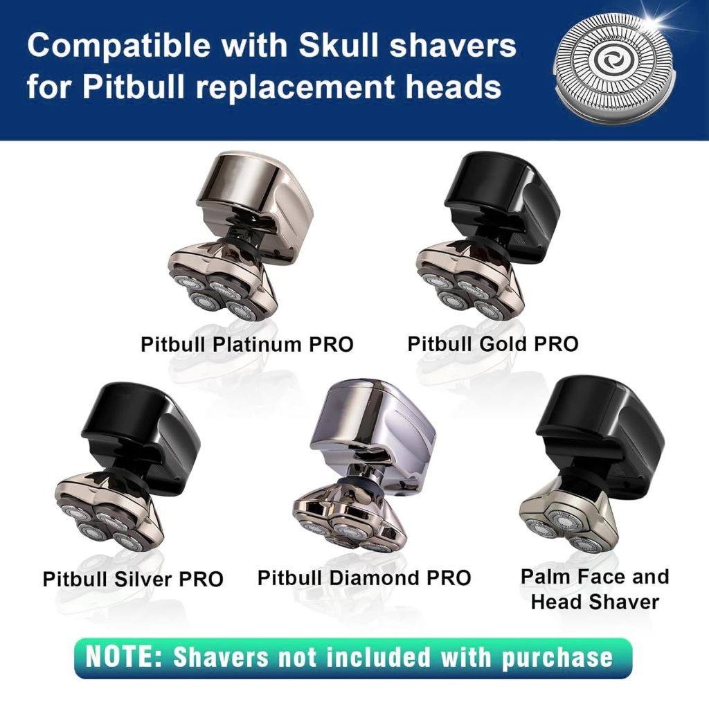 Shaver Head Replacement Blades Compatible with Skull Shaver Pitbull, Butterfly Kiss, and Palm Electric Razors - 12ct.