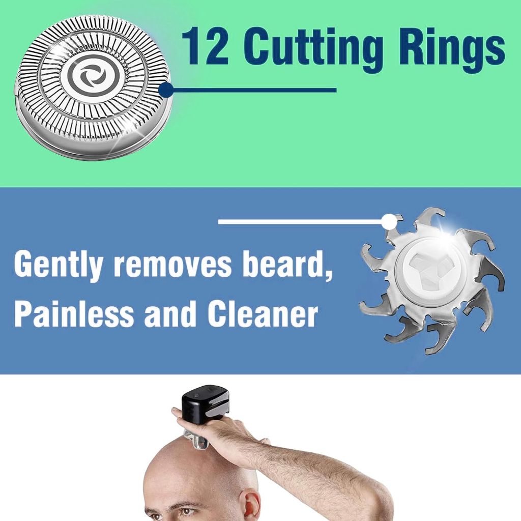 Shaver Head Replacement Blades Compatible with Skull Shaver Pitbull, Butterfly Kiss, and Palm Electric Razors - 12ct.