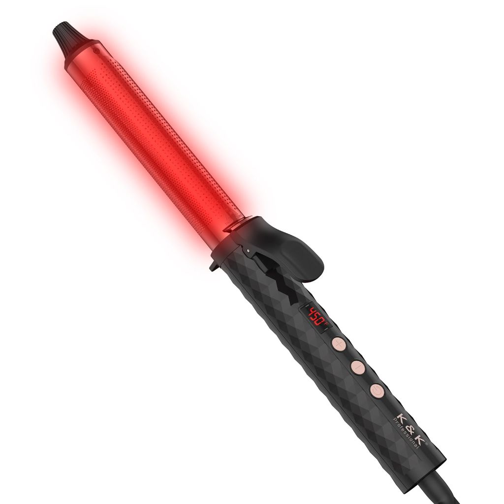 K&K Professional Infrared Hair Curling Iron - 1" Ceramic Barrel