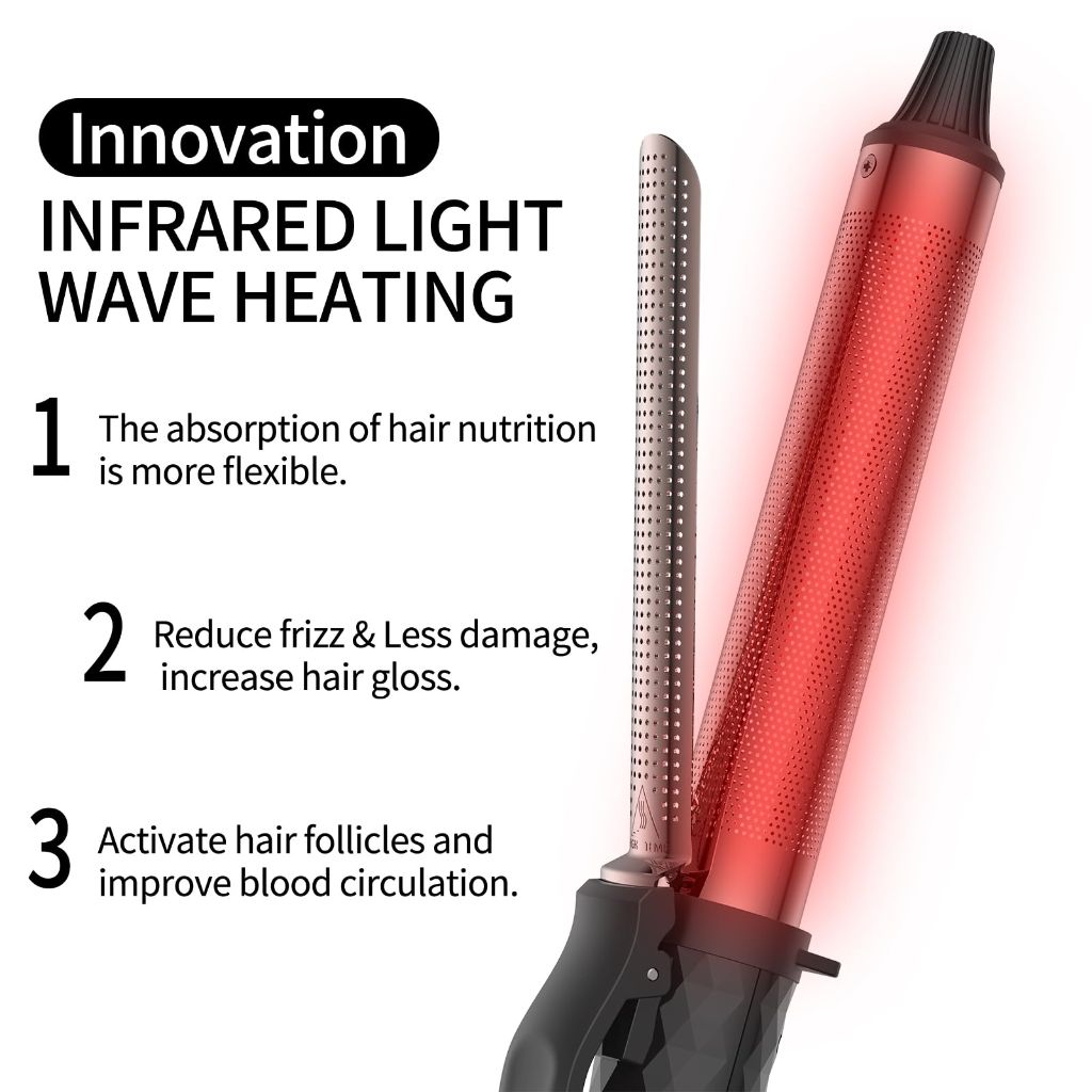 K&K Professional Infrared Hair Curling Iron - 1" Ceramic Barrel