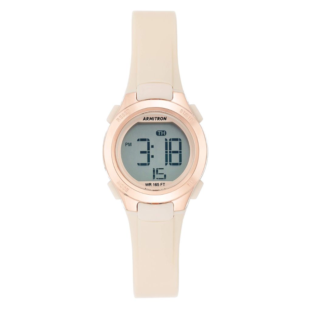 Armitron Sport Women's Digital Chronograph Resin Strap Watch, 27mm - Blush Pink/Rose Gold (45/7135PBH)