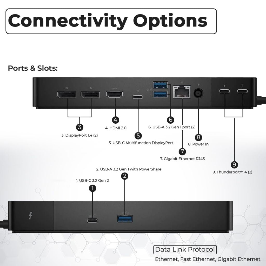 Dell WD22TB4 Thunderbolt 4 Dock 40Gbps USB-C/USB A w/ 180W Adapter, HDMI, DisplayPort, Supports 4K Displays & Up to 3 Monitors (Renewed)