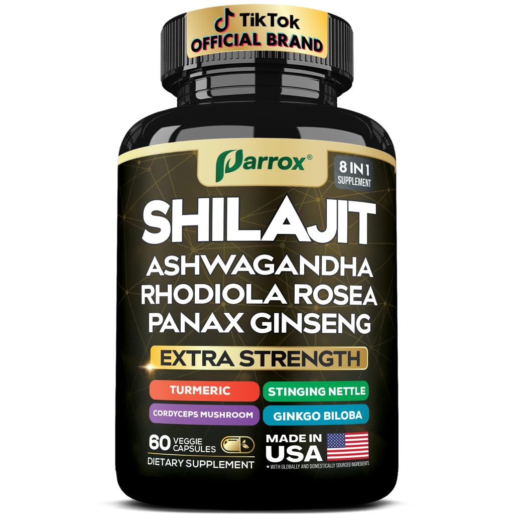 Parrox Shilajit w/Panax Ginseng, Ashwagandha, & Rhodiola Rosea - 60 Caps
