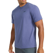 Reebok Men’s Embroidery Short Sleeve Crewneck T-Shirt, Standard Fit, Lightweight Cotton-Poly Fabric, Nightshadow Blue, Large
