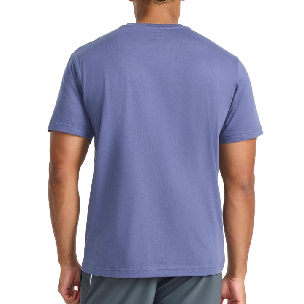Reebok Men’s Embroidery Short Sleeve Crewneck T-Shirt, Standard Fit, Lightweight Cotton-Poly Fabric, Nightshadow Blue, Large