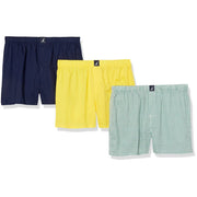 Nautica Men's Cotton Woven Boxers - Green/Yellow/Black, Medium (3 Pair)