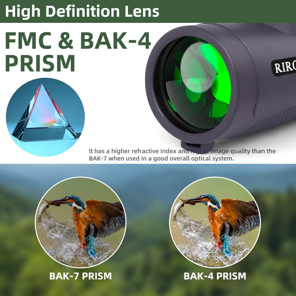 40X60 Power Prism Compact Monocular Telescope with Smartphone Holder & Tripod - Purple