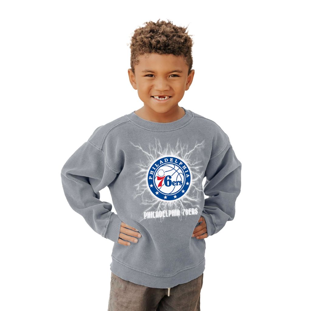 Philadelphia 76ers NBA Officially Licensed Youth Crewneck Sweatshirt Ringspun Electric Gray, Small