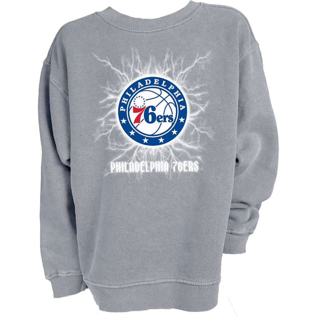 Philadelphia 76ers NBA Officially Licensed Youth Crewneck Sweatshirt Ringspun Electric Gray, Small
