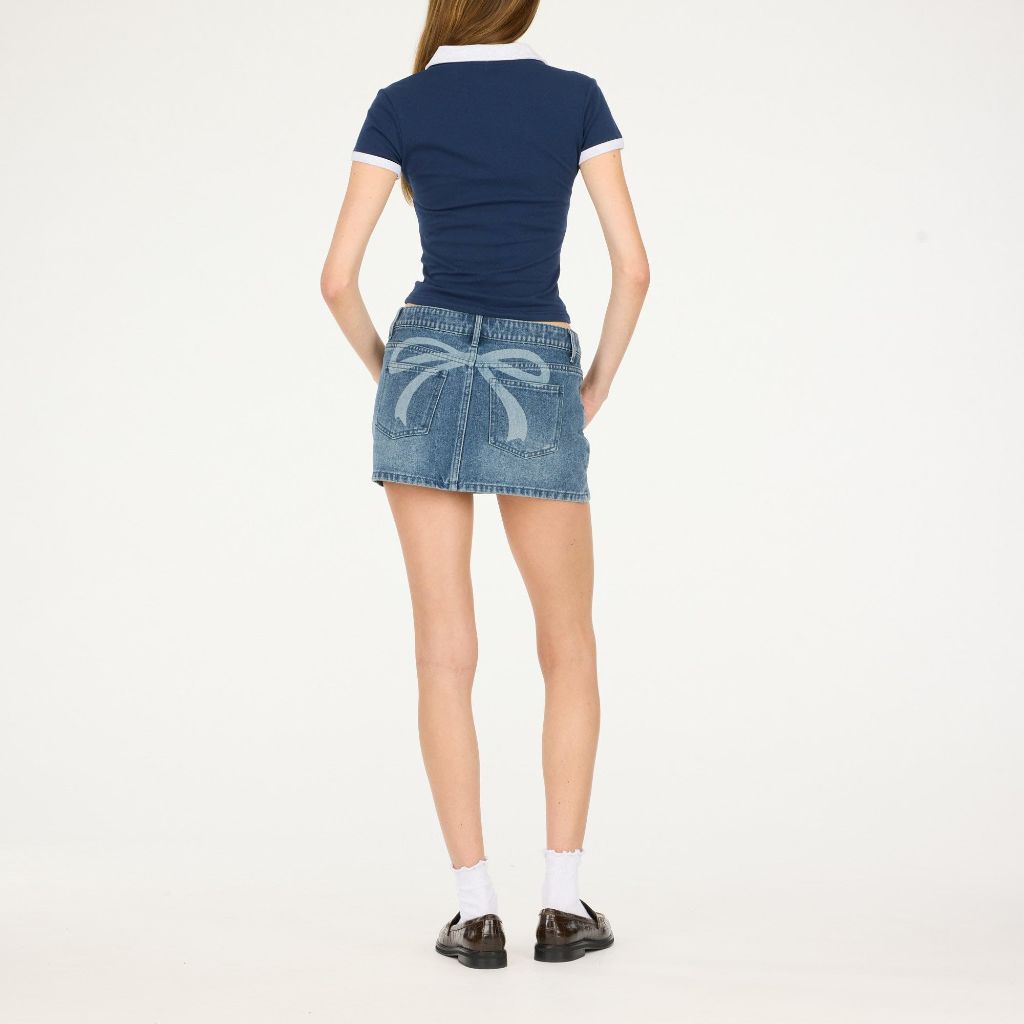 Forever 21 Women's Cropped Polo Tee, (Navy) - Size S