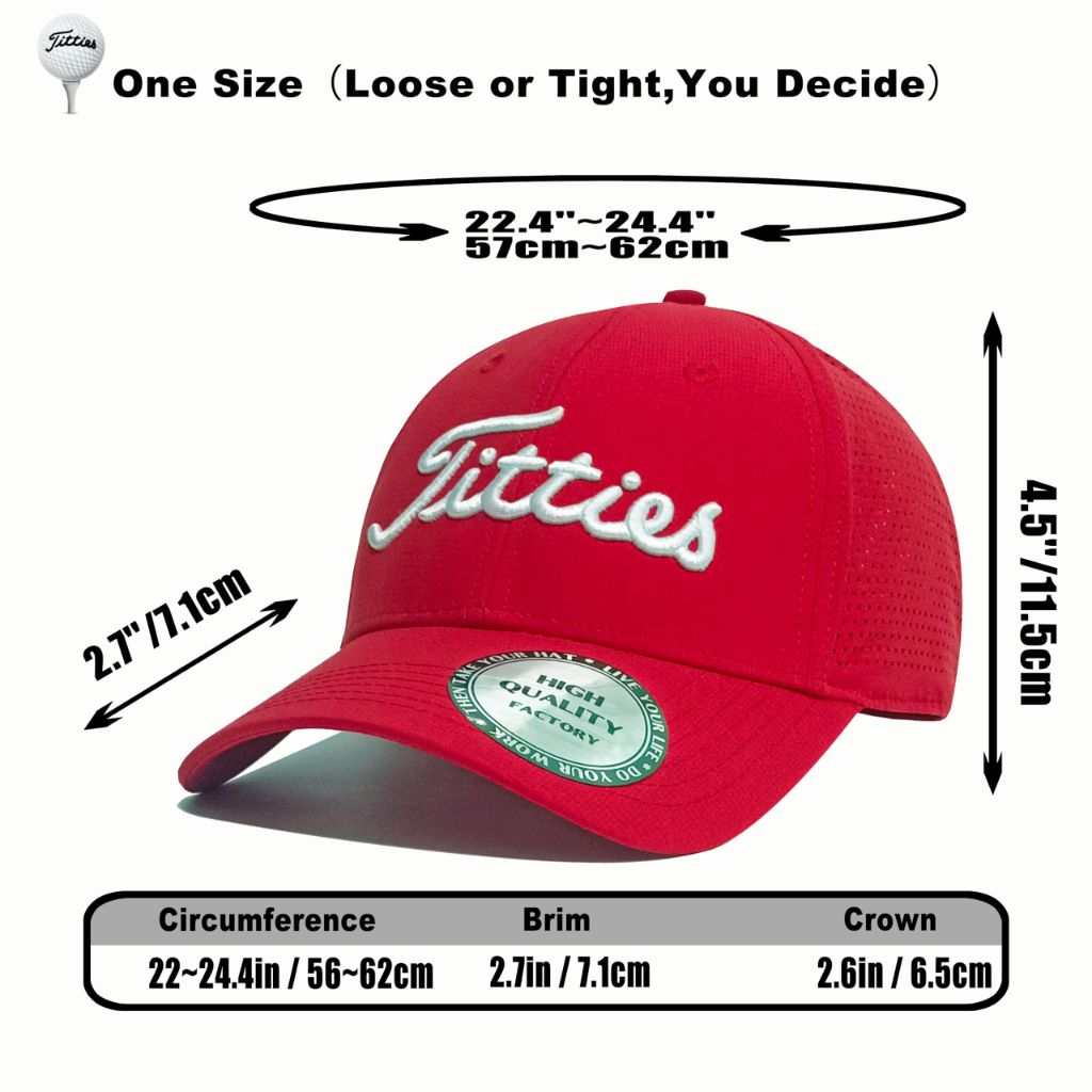 Titties Golf Hats for Adult Humor, Red 2