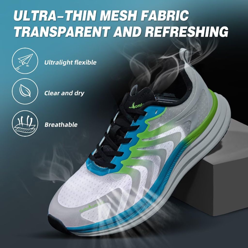 OrthoComfoot Men's Orthopedic Running Shoes, White/Blue, SZ 13
