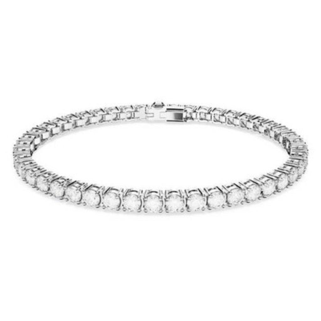Swarovski Matrix Tennis Bracelet White Crystals - Silver L