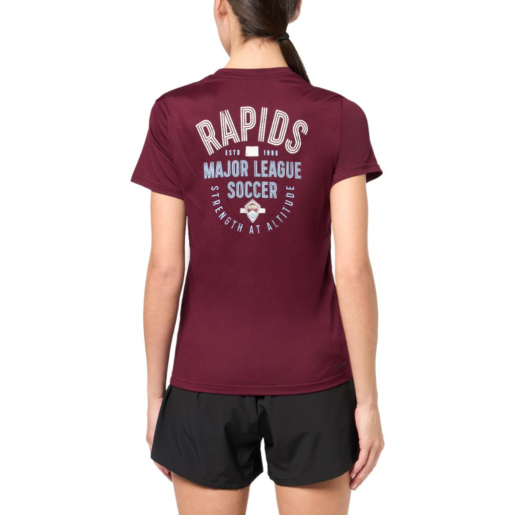 SZ LT, Adidas Women's Colorado Rapids Local Stoic Short Sleeve Pre-game T-shirt, Team Maroon