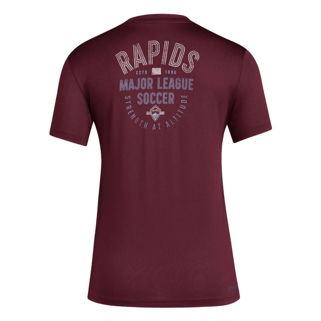 SZ LT, Adidas Women's Colorado Rapids Local Stoic Short Sleeve Pre-game T-shirt, Team Maroon
