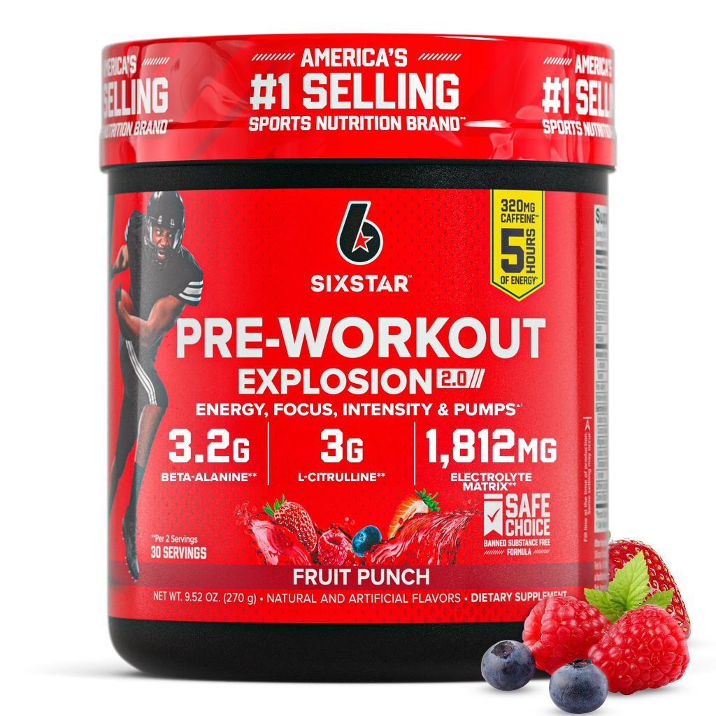 Six Star Pre-Workout Explosion 2.0  Powder - Fruit Punch