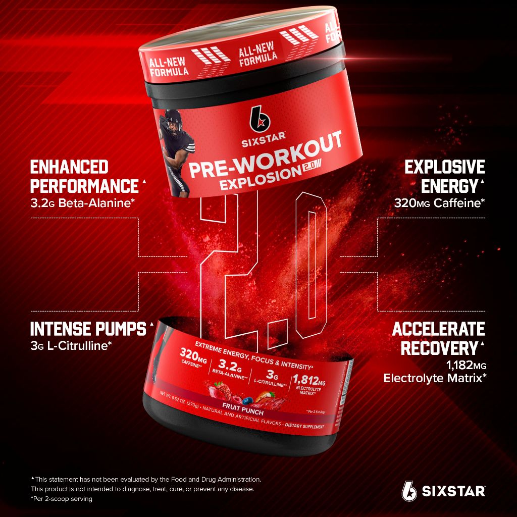 Six Star Pre-Workout Explosion 2.0  Powder - Fruit Punch