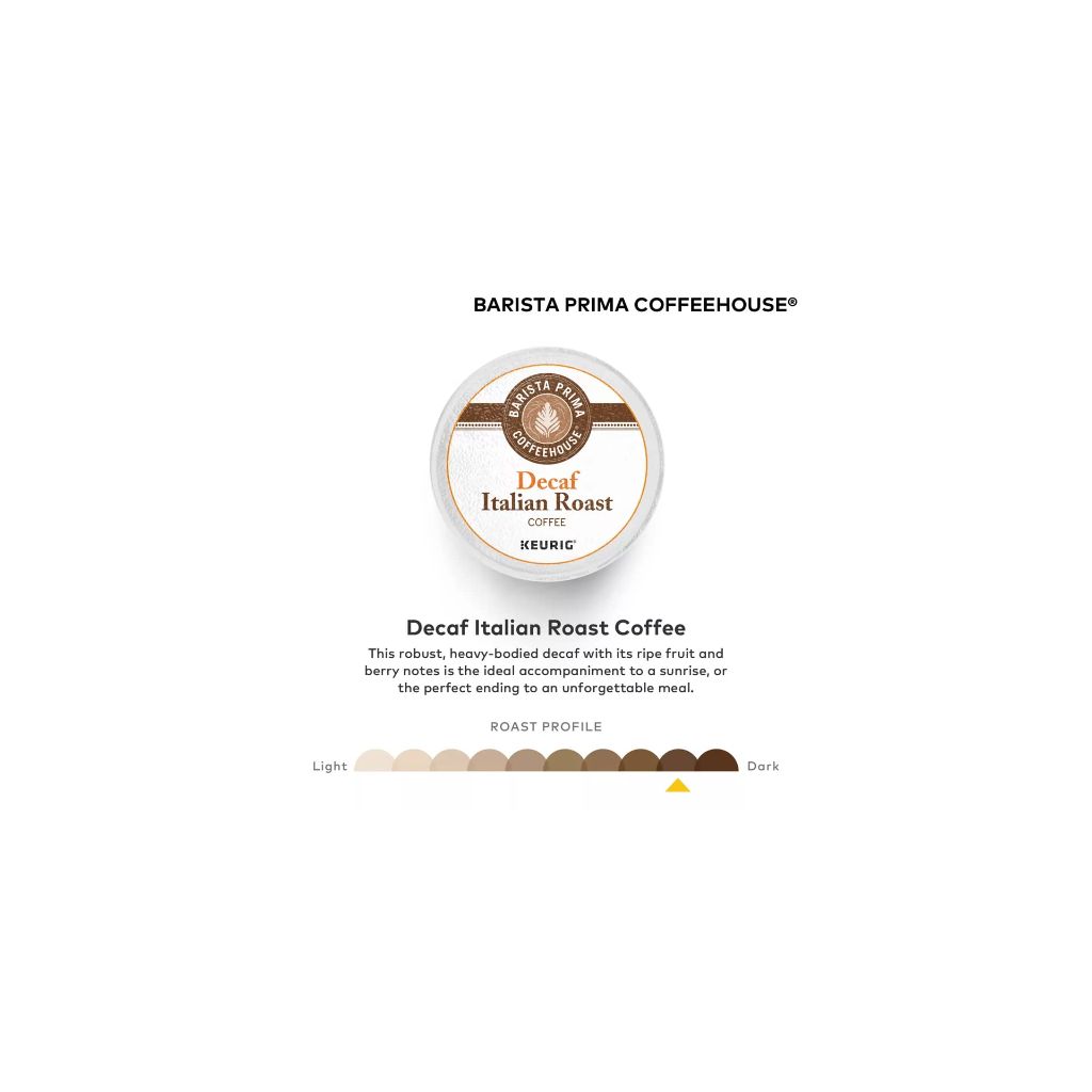Barista Prima Coffeehouse Decaf Italian Roast KCups 96ct