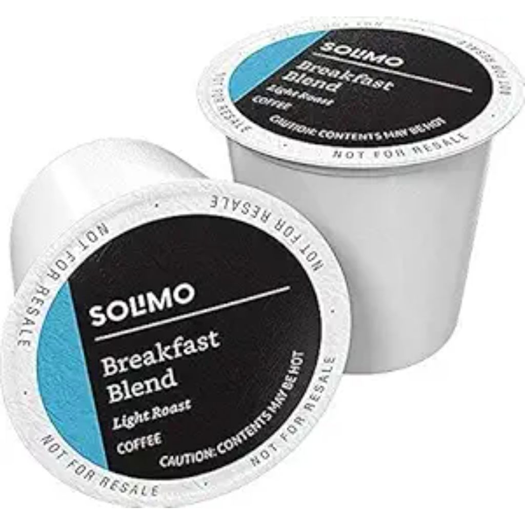 Amazon Brand - Solimo Light Roast Coffee Pods, Breakfast Blend, 100 Count