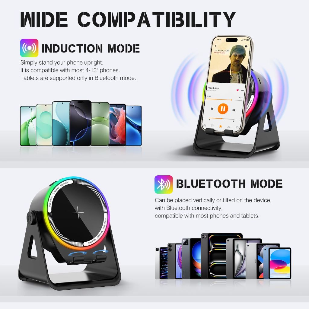 MRMORALE Multifunctional Bluetooth Induction Speaker/Phone Holder - Black