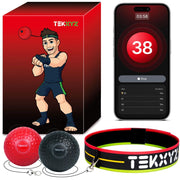 TEKXYZ Reflex Ball with Counter App & 2 Difficulty Levels Boxing Ball with Headband
