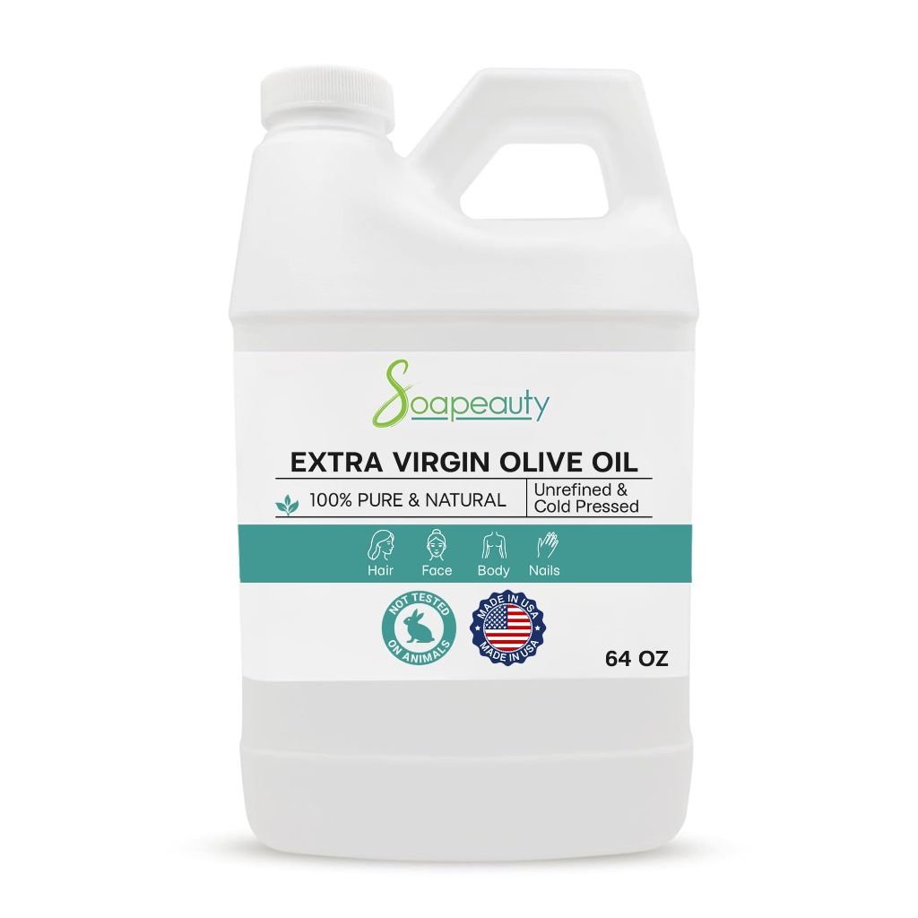 Soapeauty Extra Virgin Olive Oil | 100% Pure & Natural Unrefined Cold-Pressed Carrier Oil - 64 Fl Oz
